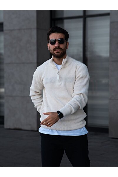 YONEZ MODA Πλεκτό πουλόβερ Selanik Model με μισό φερμουάρ