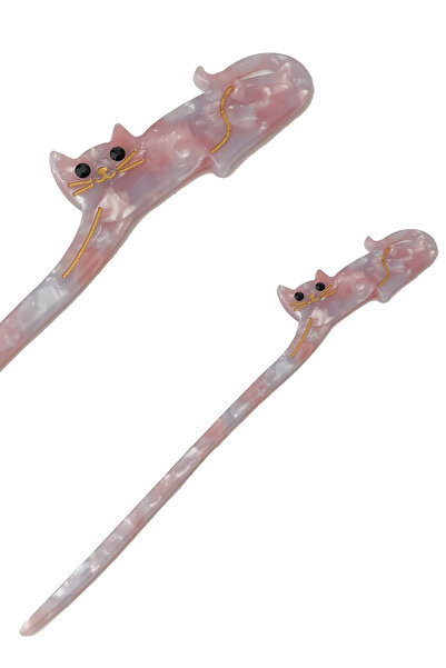 Modex 17cm Lying Cat Figured Stick Hair Bun Clip