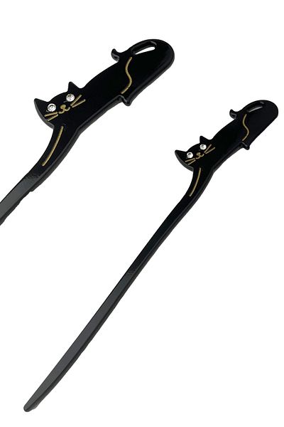 Modex 17cm Lying Cat Figured Stick Hair Bun Clip