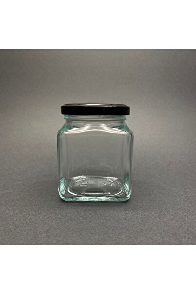 Pause Art Home 250 CC CAM KARE KAVANOZ - SİYAH KAPAKLI - 250 ML KÖŞELİ KAVANOZ