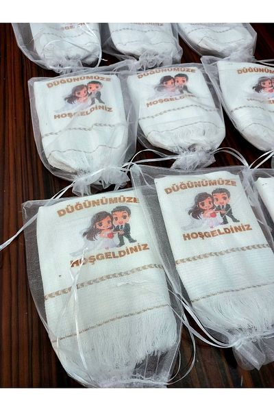 yörük tuhafiye Wedding Towel, Tulle Pouch Wedding Towel, Car Towel, Convoy Towel, Pack of 12 Yenigd