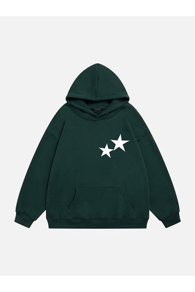 Mad&Calf Φούτερ με διπλό αστέρι με στάμπα Unisex Oversize Hooded Fleece
