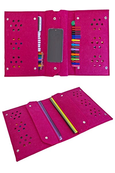 Next Craft Geantă pentru creion cu 4 compartimente de culoare fucsia - Organi...