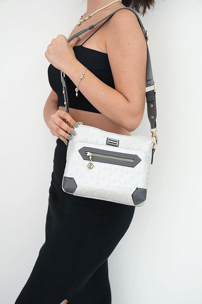 Silver Polo Anthracite SP1110 - Geantă Crossbody pentru femei, culoare argintie model Polo argintiu
