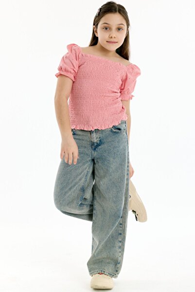 Kyron Ροζ μπλουζάκι για κορίτσια - 100% βαμβάκι, ελαστικά μανίκια με χτένι, τ...