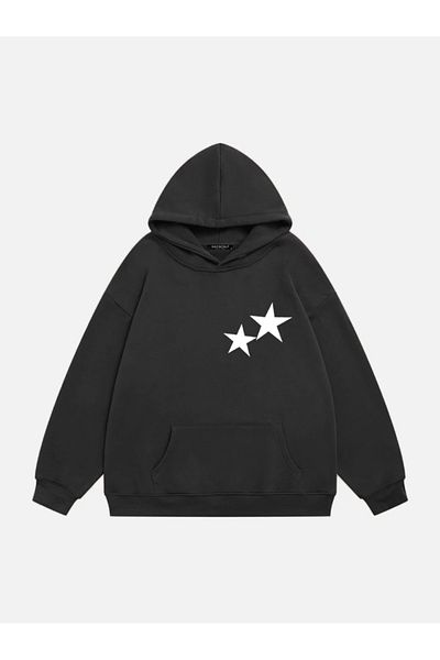 Mad&Calf Φούτερ με διπλό αστέρι με στάμπα Unisex Oversize Hooded Fleece