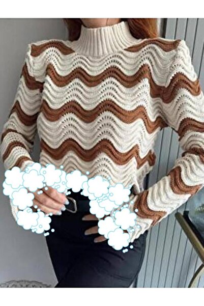 Liza Wave patterned openwork knit sweater
