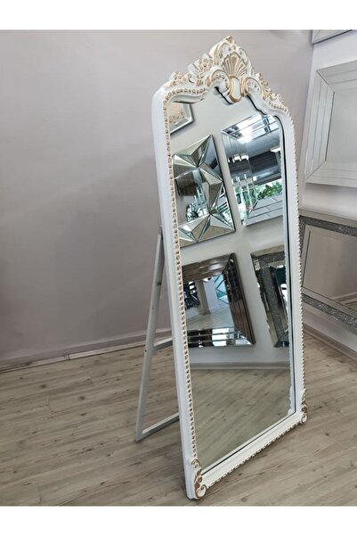 AYNA DENİZİ Princess White Gold Model Beyaz Altın Renk Dekoratif Ayaklı Boy Aynası