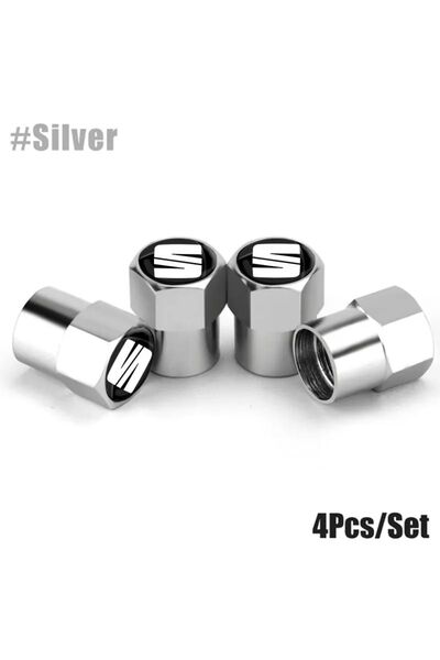 İKTUNING SEAT SİYAH LOGOLU ALÜMİNYUM KAPLAMA 4 ADET SİBOP KAPAK (GÜMÜŞ)