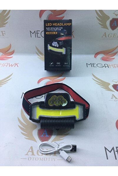 MEGAHAWK Kafa Lambası Feneri Cob Led'li - Kırmzı - Mavi Çakarlı - Fonksiyonlu...