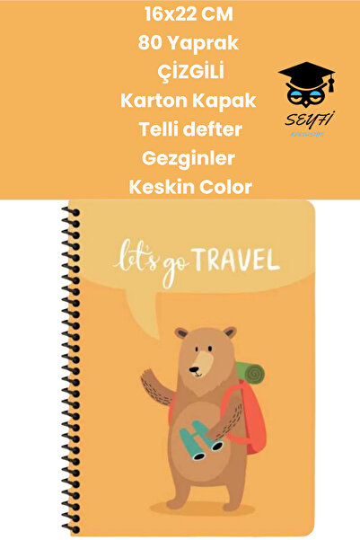 SEYFİKİRTASİYE 80 аркушів у лінію 16x22 см, картонна обкладинка - зошит на сп...