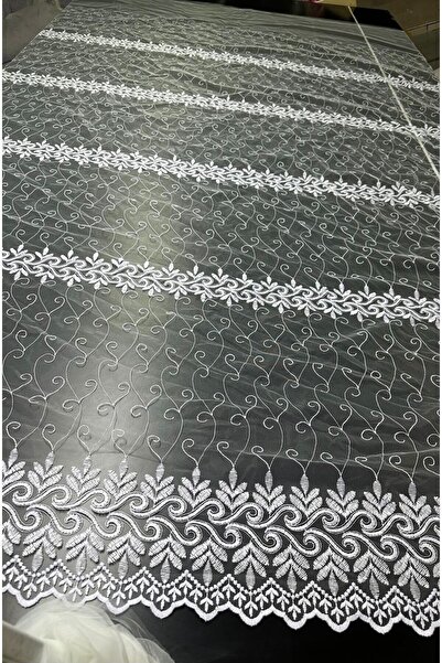 ÇAĞDAŞ 19 Meters Ecru Brode Tulle Curtain Seamless Height 280 cm - 8Ht1148