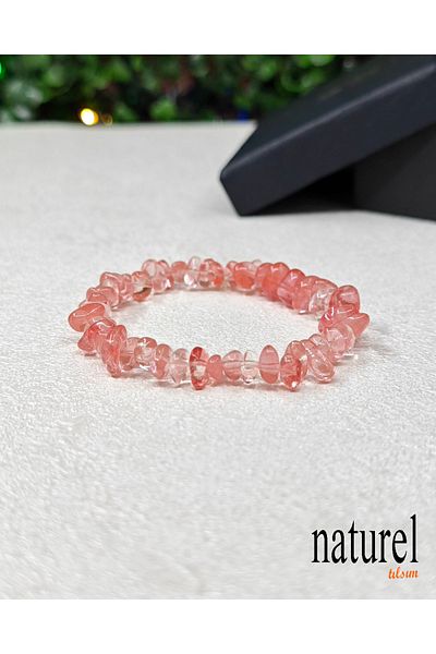 Naturel Tılsım Rose Quartz Broken Natural Stone Unisex Bracelet