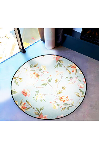Rugs Modern Halı Mira Round Soft Tones Flower and Leaf Pattern Woven Base Mod...
