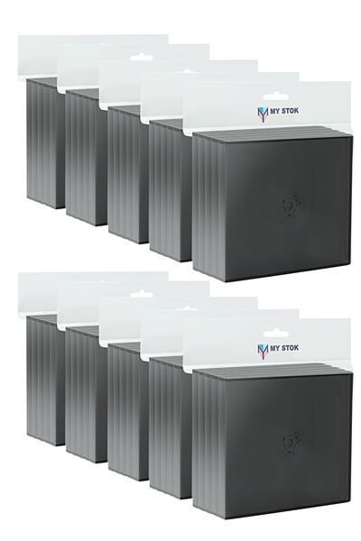 MYSTOKMODA Mybek boş cd dvd kutusu 2 bölmeli siyah 50'li paket