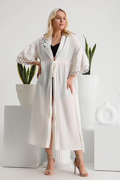 ANTERİ Dantel Angles Detaylı Bağlamalı Kimono Kaftan Sabahlık