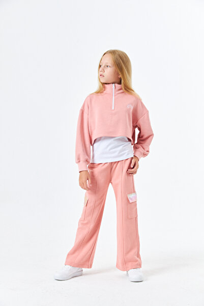 Serbend Sgk-1356 Serbend Kids Girls Cargo Pocket School Sweatpants