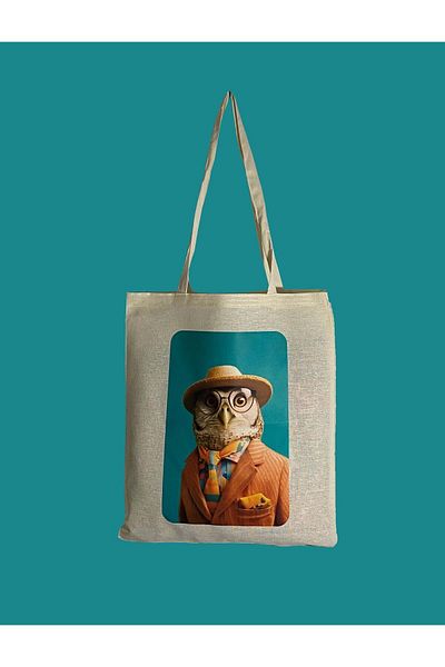 rakkun shop Wise Owl Animals Series Printed Cloth Bag