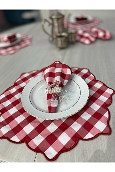Günay Home Collection Kırmızı Beyaz Pötikareli Kenarı Dilim Sargılı Supla / A...