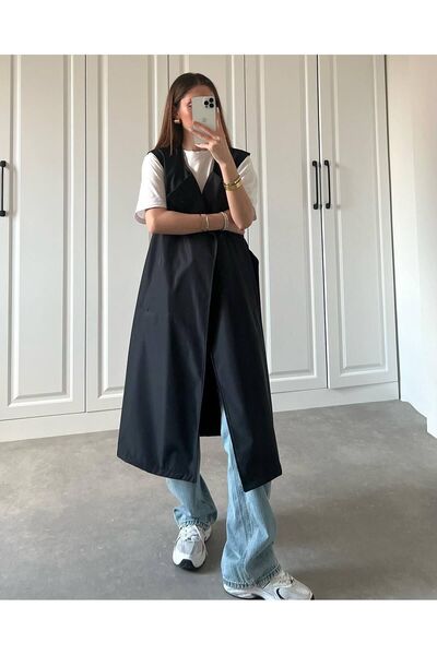 Parille TASARIM PARÇALI HEM YELEK HEM CROP HEMDE TRENÇKOT SİHİRLİ TRENÇKOT