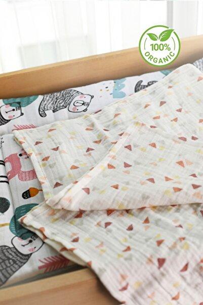 m montefair Organik Çok Amaçlı 80*80 Cm Müslin Çocuk Ve Bebek Örtüsü, Ekru Re...