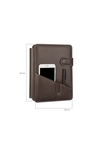 2K Diplomat Phone Case Organizer Undated Striped 17x24 Notebook - Brown