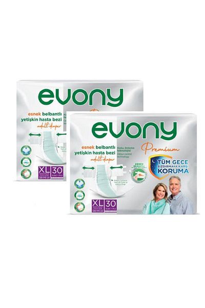 Evony Premium Patient Diapers with Waistband Xl 30 Pieces 2 Pieces