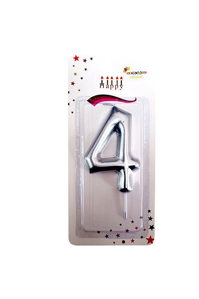 Öz-bal 13.5 Cm Silver Colored Large Size Candle - for Birthday and Celebration