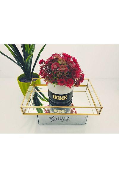 YıldızDesign 4x20x30 Mirrored Gold Tray Brass Tray Promise Tray Engagement Girl Wishing Chocolate Presentation Decor