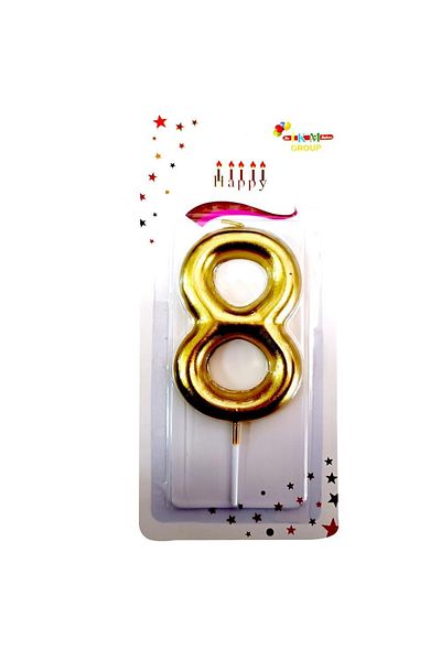 Öz-bal 13.5 Cm Gold Number Candle - Gold Colored Large Size Candle - Birthday and Celebration