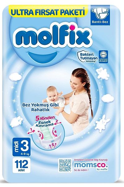 Molfix Baby Diapers Ultra Deal Pack Midi Size 3 112 Pieces