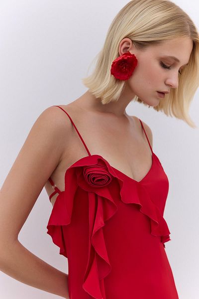 Manuka Rotes Rosalie-Hosenträger-Abendkleid