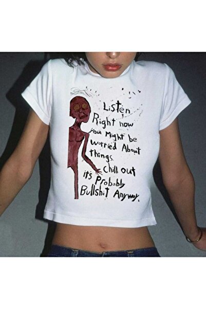 MAYDAY CULTURE Γυναικείο μπλουζάκι με στάμπα με λαιμόκοψη σε μήκος μέσης