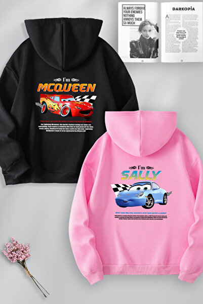 darkopia Sevgili Çift Kombin McQueen ve Sally Yarış Baskılı Özel Tasarım Kapü...