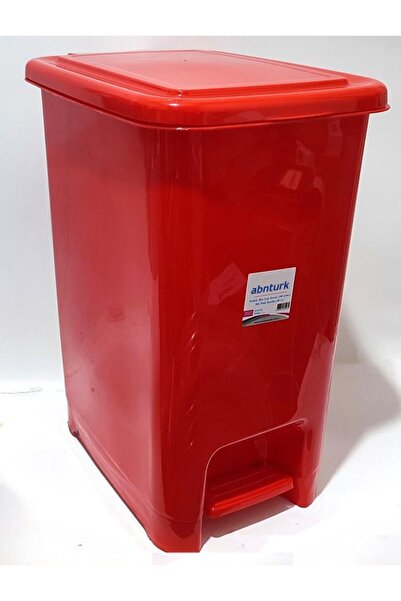 abnturk 40 Litre Büyük Boy Pedallı Kırmızı Çöp Kovası 43x32 h:53cm ArkaPlan Kırılmaz Çelik Tel Mekanizma