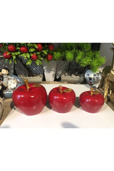 Atak Hediyelik Dekoratif 3’lü elma obje biblo polyester