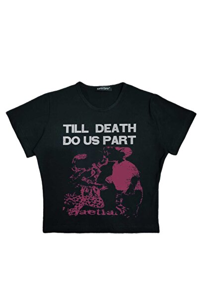 MAYDAY CULTURE Γυναικείο μπλουζάκι με στάμπα με λαιμόκοψη σε μήκος μέσης