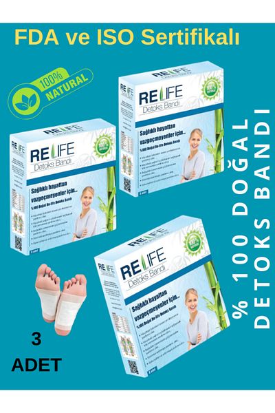 Relife Detox Foot Patch - 3 Pieces X, 100% Natural Product, Re-life