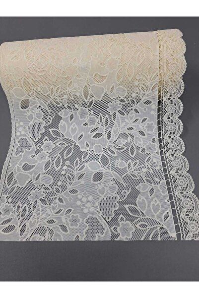 Başak Ev Tekstili Κρεμ Χρώμα PVC Δαντέλα Runner - Ράφι και Κάλυμμα Ντουλάπας Πλάτος 35 cm