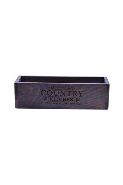 t tun's woods Country Kitchen Blue Wooden Organizer 30X10Cm - Beech Wood Decorative Organizer & Storage Box