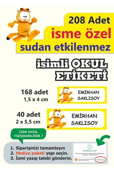 LİPYOS Okul Etiketi Kalem Defter Etiketi Kişiye Özel İsim Yazılabilen Etiket ...