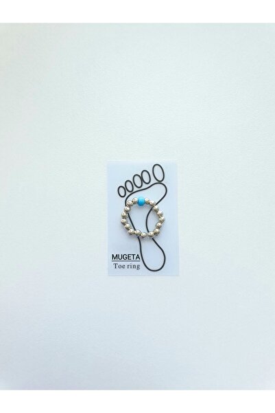 MÜGETA موجيتا الأزرق والفضي مطرز اصبع القدم الدائري