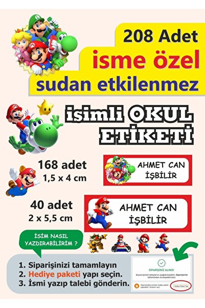 LİPYOS Okul Etiketi Kalem Defter Etiketi Kişiye Özel İsim Yazılabilen Etiket ...