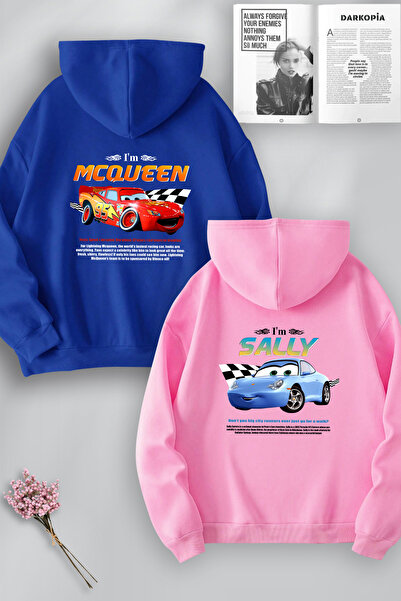 darkopia Mcqueen and Sally Racing Printed - Lover Couple Combination Hooded S...
