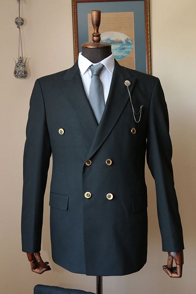 Querinca Double-breasted Black Plus Size Suit