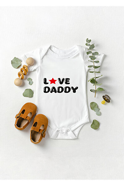 Lotus Baby Short Sleeve 100% Cotton Baby Bodysuit with Love Daddy Written