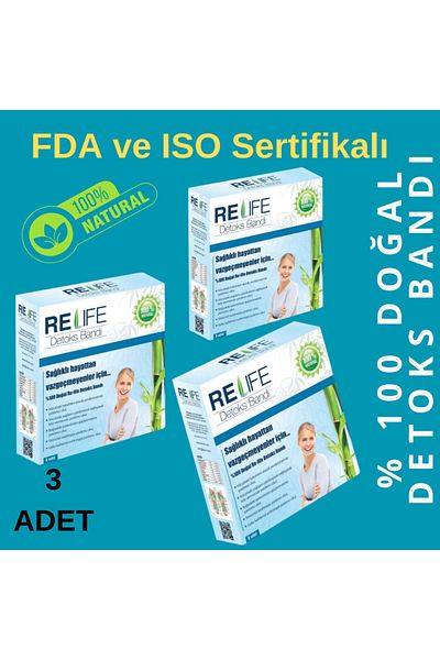 Relife Detox Foot Patch - 3 Pieces X, 100% Natural Product, Re-life