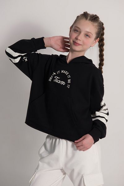 DMB BOYS & GIRLS Hanorac crop pentru fete cu detaliu imprimat pe spate