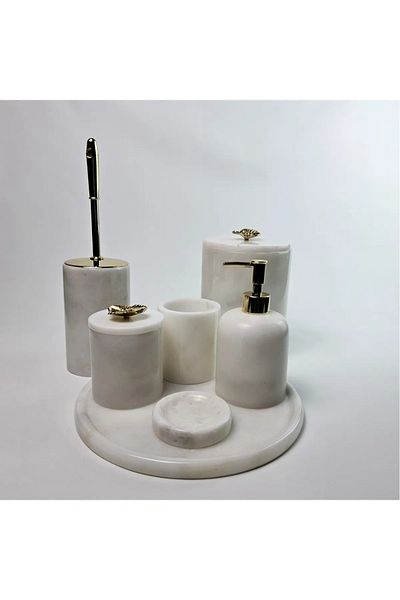 ege gross White Marble Bathroom Set 7Li/Marble Bathroom Set
