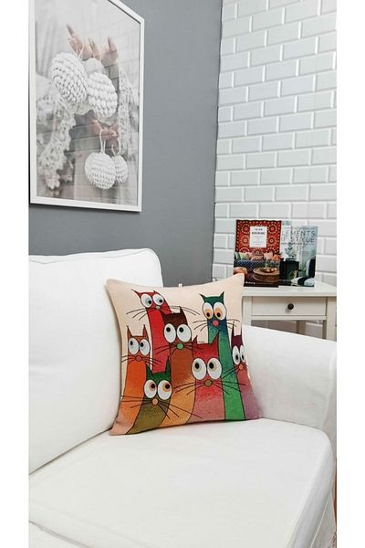 KIRLENT EV Tapestry Cats Throw Pillow Case